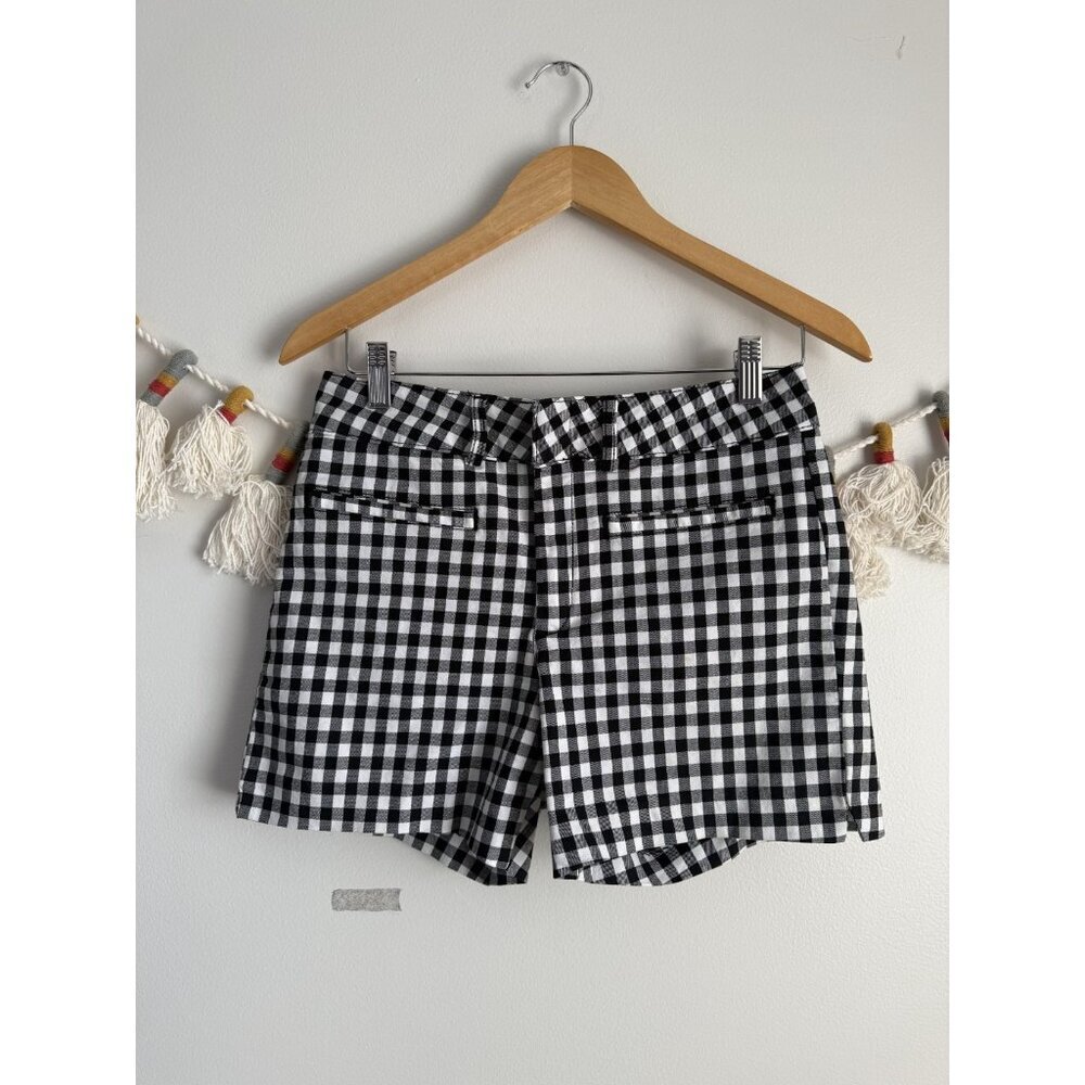 Anthropologie Gingham Plaid Chino Mid Rise Shorts Academia Preppy Beachy Boho 27